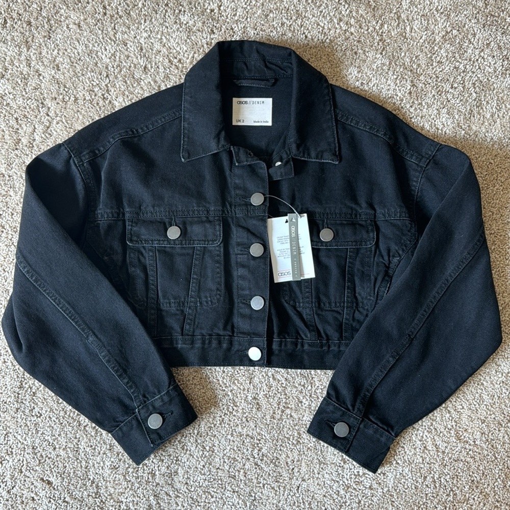 NWT Black Cropped Denim Jacket, Jean Jacket